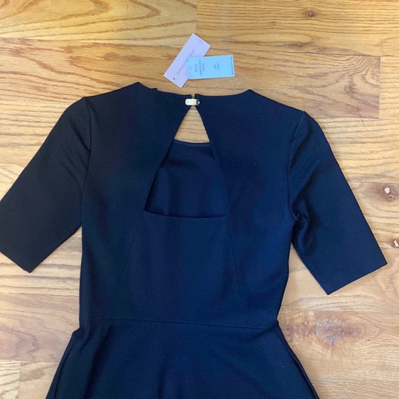 NWT Banana Republic 0P Black Fit & Flare Dress with Back Cutout - Picture 6 of 13